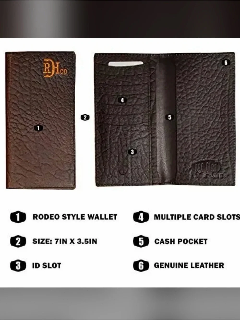 Red Dirt Hat Company Men’s Rodeo Wallet Bison Grain Leather